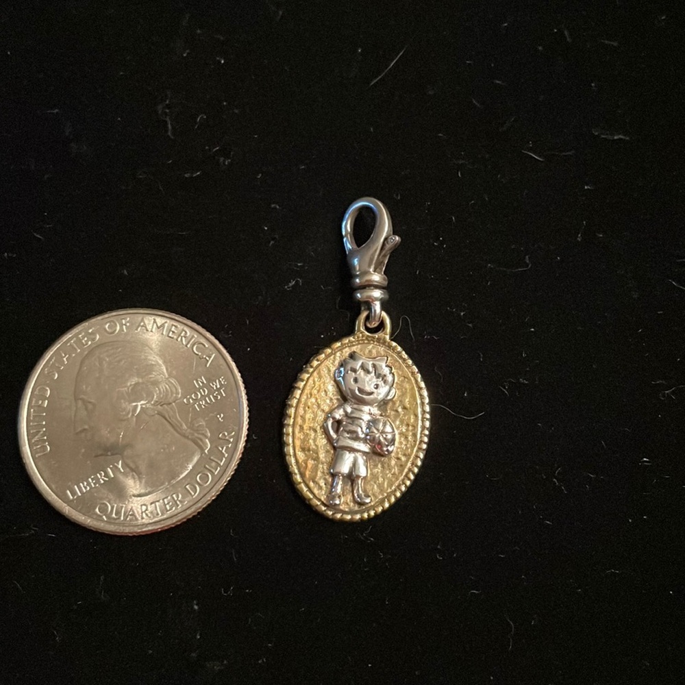 Silpada Sterling Silver and Brass, “All-Star Boy” charm with lobster clasp